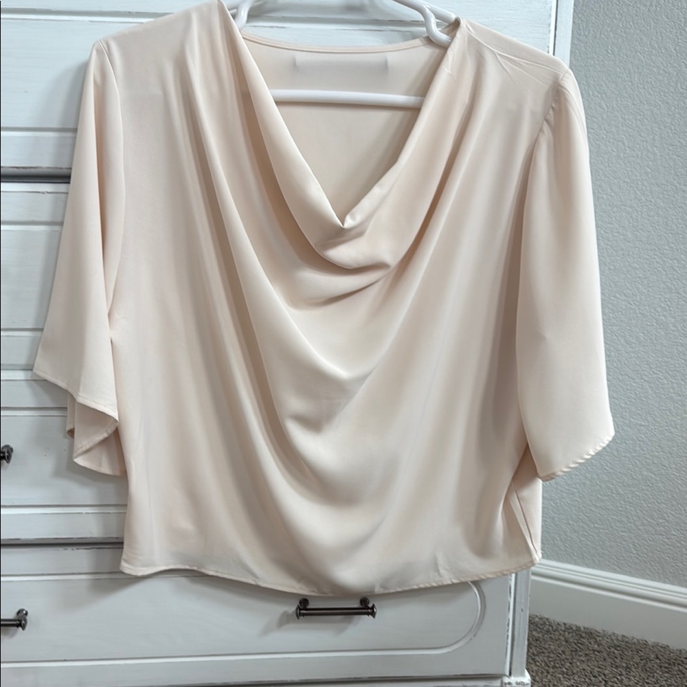 Cream Draped Blouse with Relaxed Fit